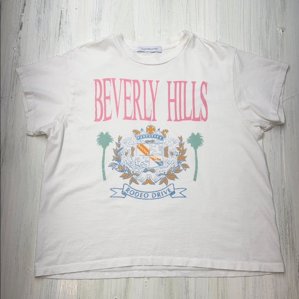 DAYDREAMER Beverly Hills Girlfriend Tee in Vintage White Sz L - Picture 3 of 9